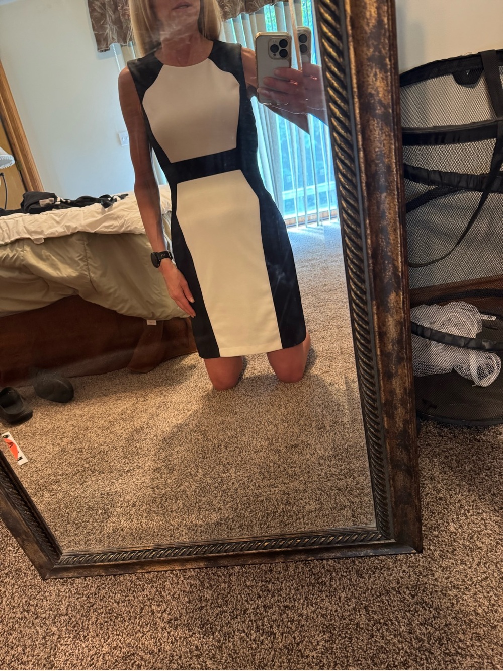 Calvin Klein Black and White Colorblock Mini Dress